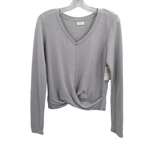 Abound Women's Twisted V-Neck Sweater Long Sleeve Heather Grey Size Medium NWT